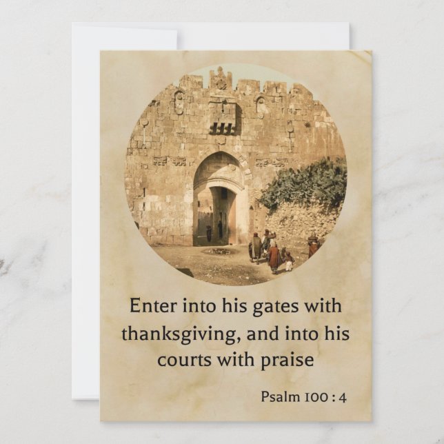 Psalm 100:4 on a beautiful biblical greeting card (Front)