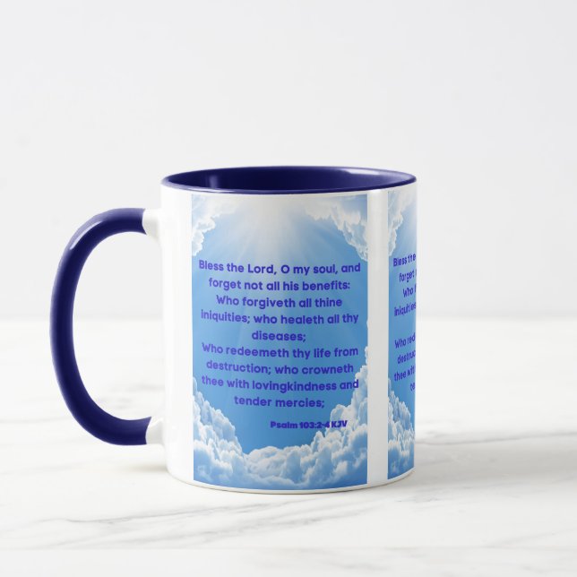 Psalm 103:2-4 KJV Bible Scripture Pic Two-Tone Mug (Left)