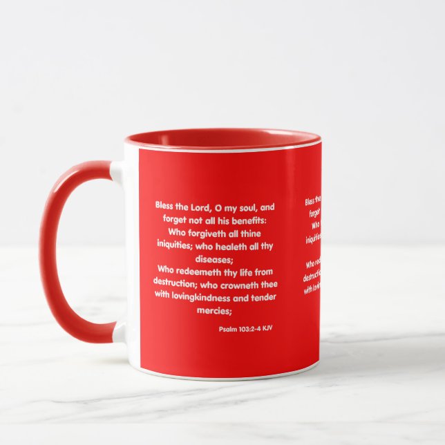 Psalm 103:2-4 KJV Bible Scripture Two-Tone Mug (Left)