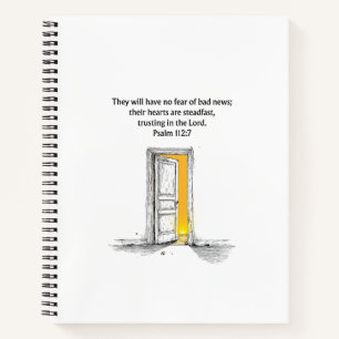 Psalm 112:7 Bible Verse Christian Journal Notebook