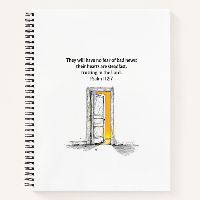Psalm 112:7 Bible Verse Christian Journal Notebook (Front)