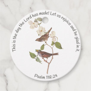 Psalm 118:24 Bible Verse and Sparrow Pair Favour Tags
