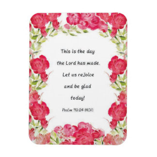 Psalm 118:24 Red Rose Magnet