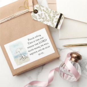 Psalm 118:24 This is the Day Seaside Beach Rectangular Sticker
