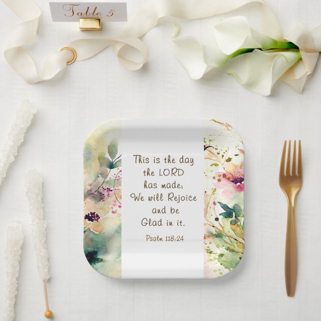 Psalm 118:24 This is the Day the Lord Made Bible Paper Plate (Wedding)