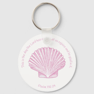 Psalm 118:24 This is the Day with Seashell Key Ring
