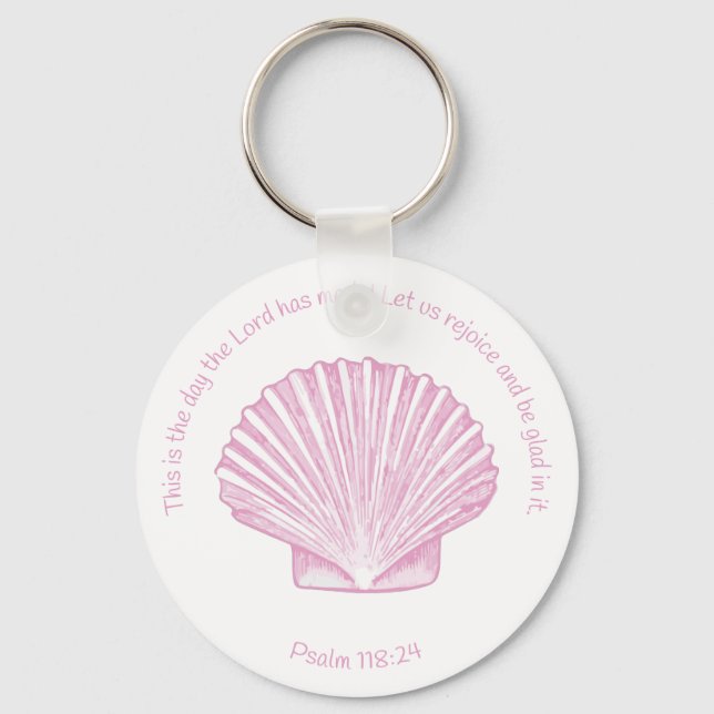 Psalm 118:24 This is the Day with Seashell Key Ring (Front)