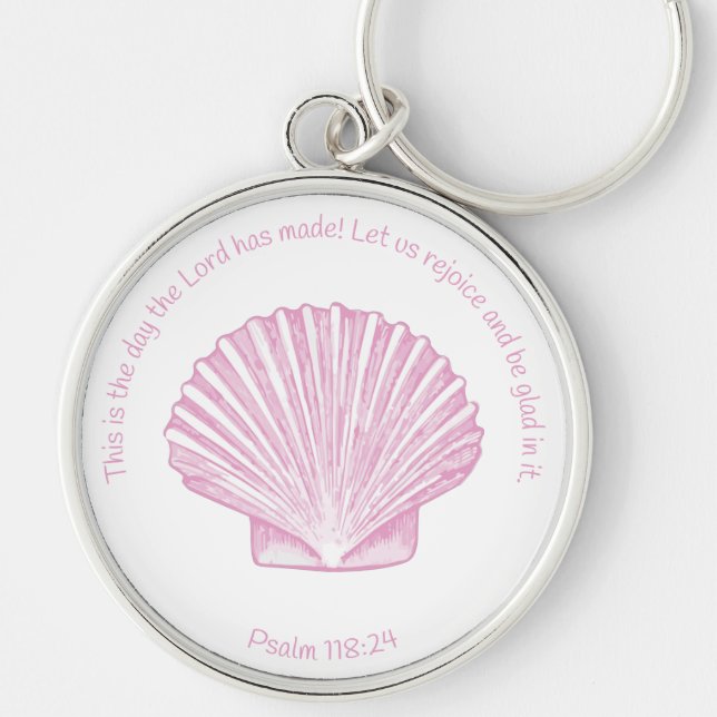 Psalm 118:24 This is the Day with Seashell Key Ring (Front)