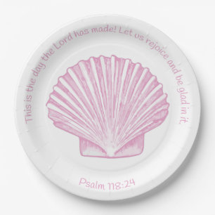 Psalm 118:24 This is the Day with Seashell Paper Plate