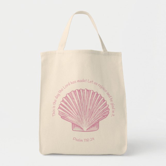 Psalm 118:24 This is the Day with Seashell Tote Bag (Front)
