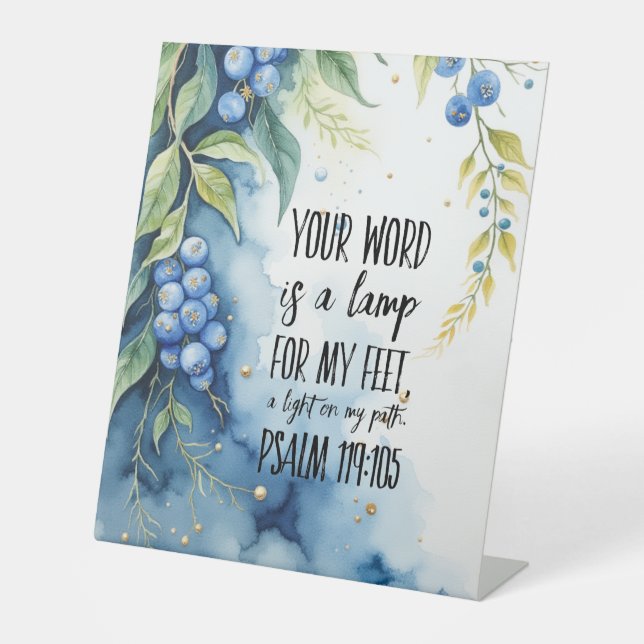 Psalm 119:105 Christian Bible Verse on Image Pedestal Sign (Front)