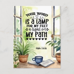 Psalm 119:105 Your Word is a Lamp Bible Verse  Postcard