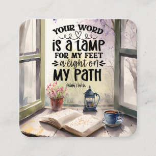 Psalm 119:105 Your Word is a Lamp Bible Verse Square Business Card