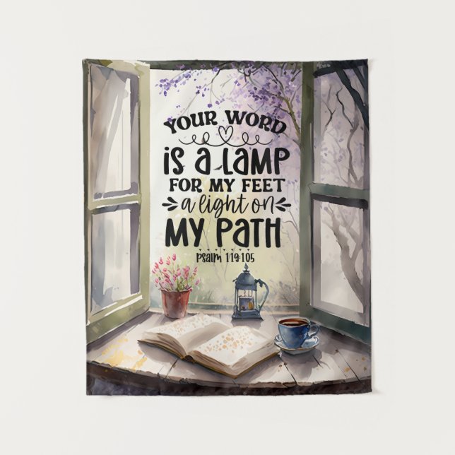 Psalm 119:105 Your Word is a Lamp Bible Verse Tapestry (Front)