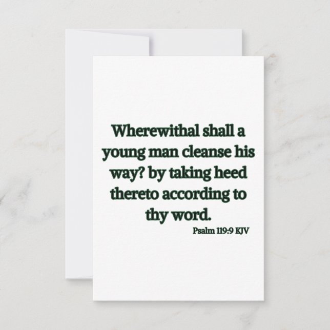 Psalm 119:9 KJV Bible Scripture Flat Greeting Card (Front)