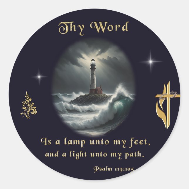 Psalm 119 classic round sticker (Front)
