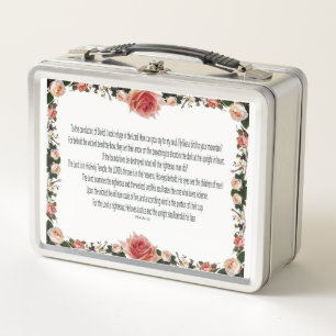 PSALM-11, See the Children of Men, Pink Floral Metal Lunch Box