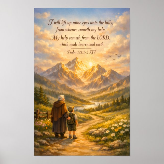 Psalm 121:1-2 KJV Scripture Poster | Christian Art (Front)