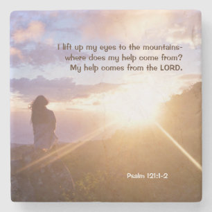 Psalm 121:1-2 My help comes from the LORD Stone Coaster