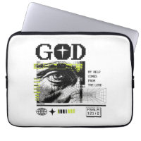 Psalm 121:2 Neon Lime Eye Of God CRT Glitch Art