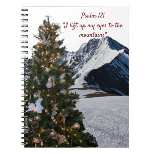 Psalm 121 Christmas Tree Mountains Notebook