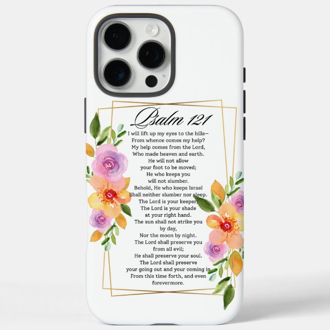 Psalm 121 Floral Geometric Frame Case-Mate iPhone Case (Back)