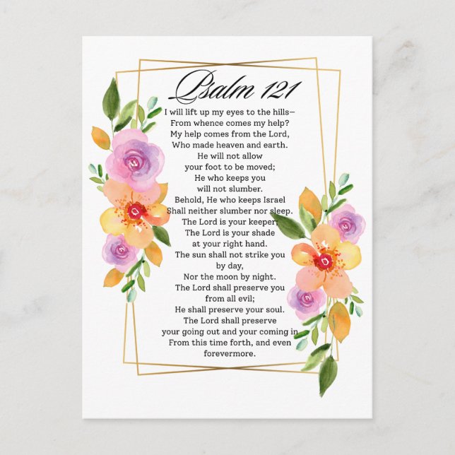 Psalm 121 Floral Geometric Frame Postcard (Front)