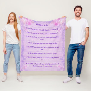 Psalm 121 Lilac floral fleece blanket