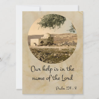 Psalm 124:8 on a beautiful biblical greeting card
