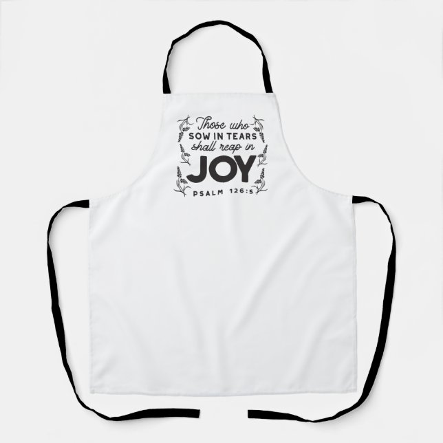 Psalm 126:5 Scripture Typography – Reap in Joy Apron (Front)