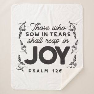 Psalm 126:5 Scripture Typography – Reap in Joy Sherpa Blanket