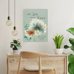 Psalm 136 His Love Endures Forever Floral Green Canvas Print