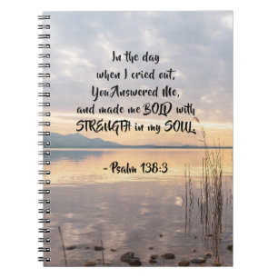Psalm 138:3 You made me Bold Sunset over Lake Notebook