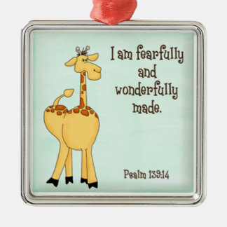 psalm 139:14 kids christian giraffe green metal tree decoration