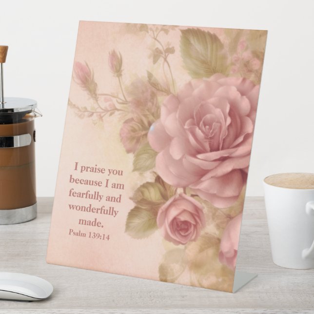 Psalm 139:14 Rose Pedestal Sign (In SItu)