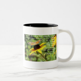 Psalm 144:1-2 Golden Blackeyed Susan Butterfly Two-Tone Coffee Mug