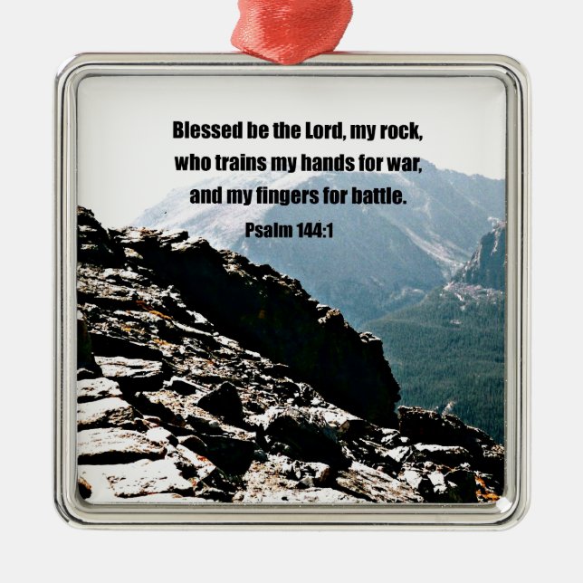 Psalm 144:1  Blessed  be the Lord... Metal Tree Decoration (Front)