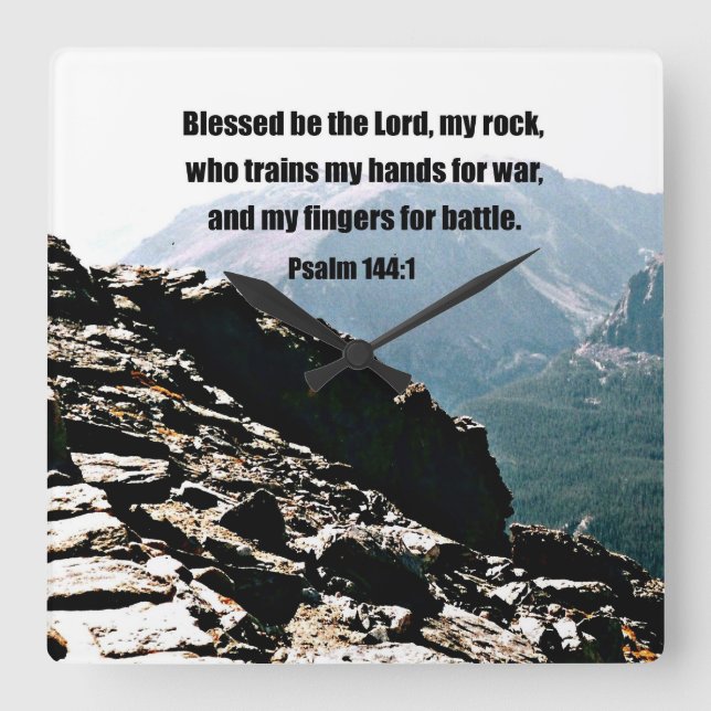 Psalm 144:1  Blessed  be the Lord... Square Wall Clock (Front)