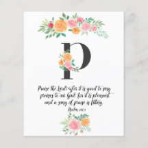 Psalm 147:1, Letter P, watercolor scripture card