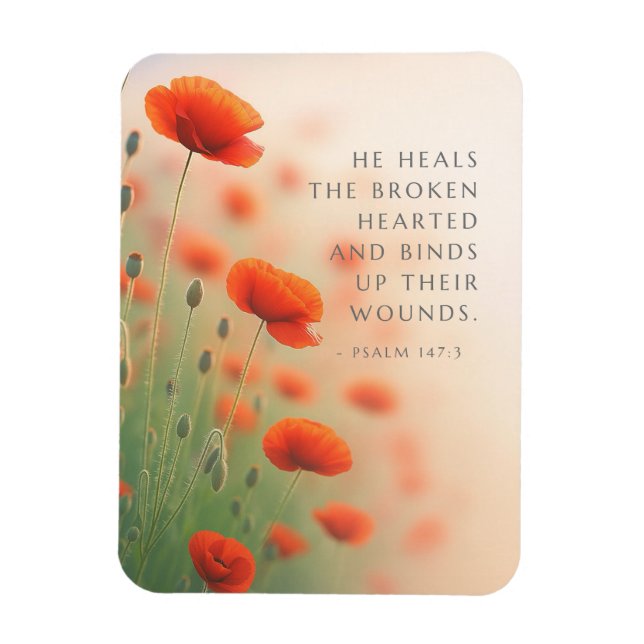 Psalm 147:3 He Heals the Brokenhearted Scripture Magnet (Vertical)