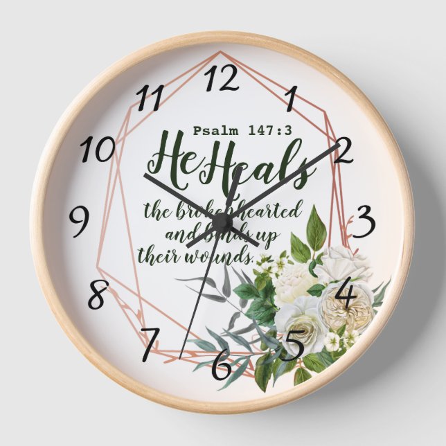 Psalm 147:3 Large Clock  (Front)