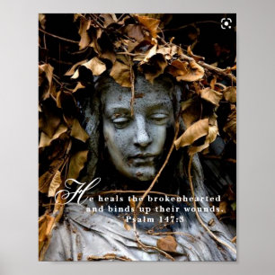 Psalm 147:3 Mourner's Script Quality Canvas 8 x 10 Poster