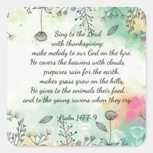 Psalm 147 square sticker