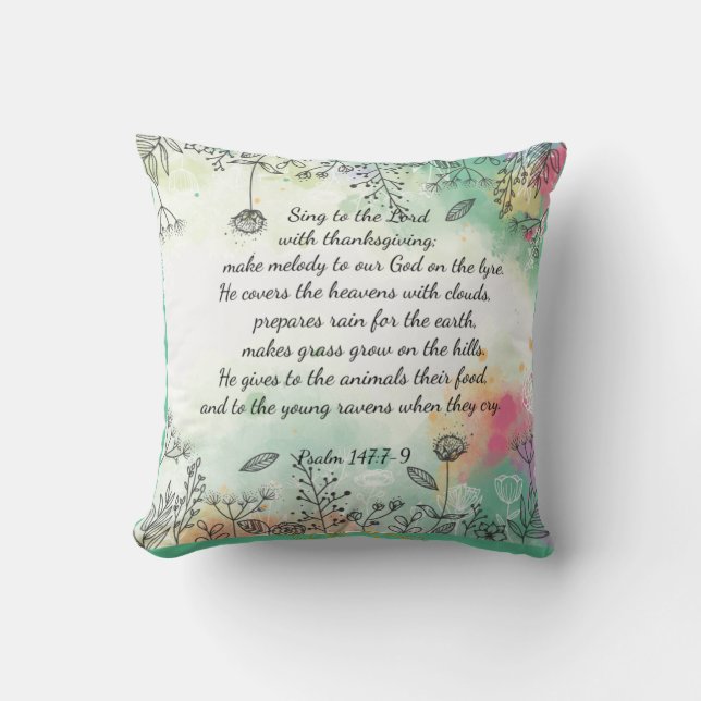 Psalm 147   throw pillow (Front)