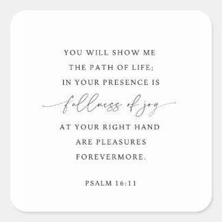 Psalm 16:11 Fullness of Joy Square Sticker