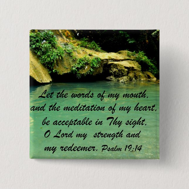 Psalm 19:14 15 cm square badge (Front)