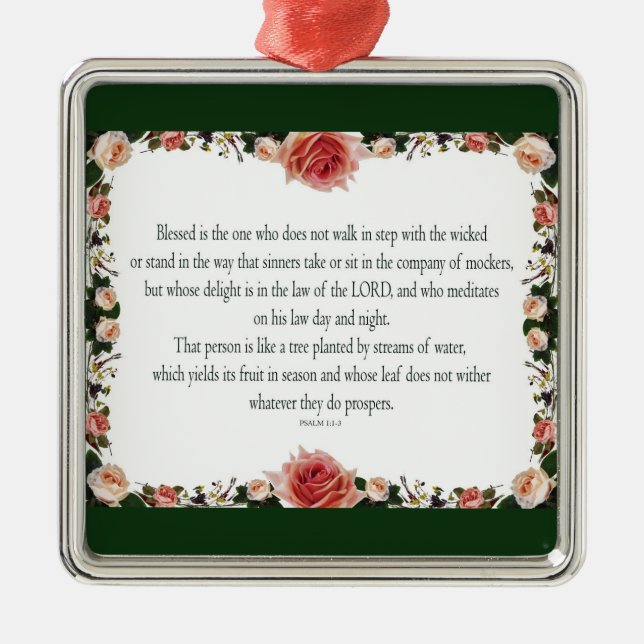 Psalm 1:1-3, Blessed is the one Metal Tree Decoration (Front)