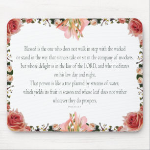 PSALM 1:1-3 Botanic Design, Mouse Pad