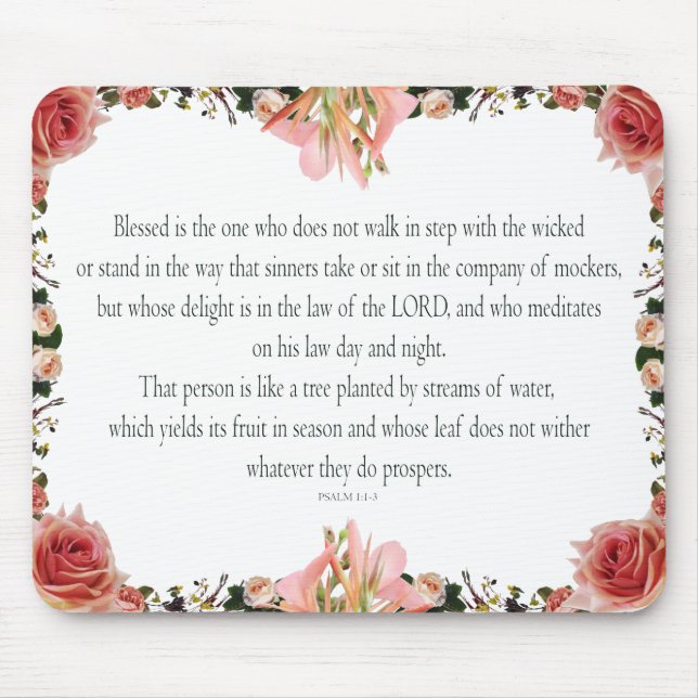 PSALM 1:1-3 Botanic Design, Mouse Pad (Front)