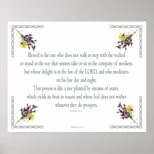 PSALM 1:1-3 Botanic Design, Poster (Front)